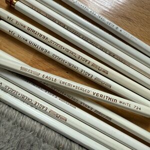 VINTAGE Verithin Pencils. White. 12 count.